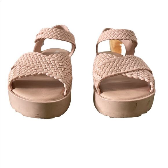 Melissa X Salinas Hotness Flatform Platforms Double Woven Strap Sandals - Picture 2 of 7